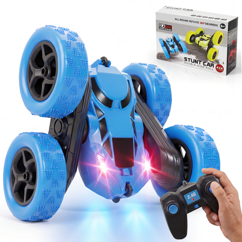 Remote Control Stunt Car 4WD, Double-Sided 360°; Flip RC Car, LED Light Bar, USB-C Rechargeable Battery, 2.4GHz Outdoor Toy