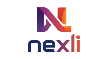 Colorful logo of nexli on a white background