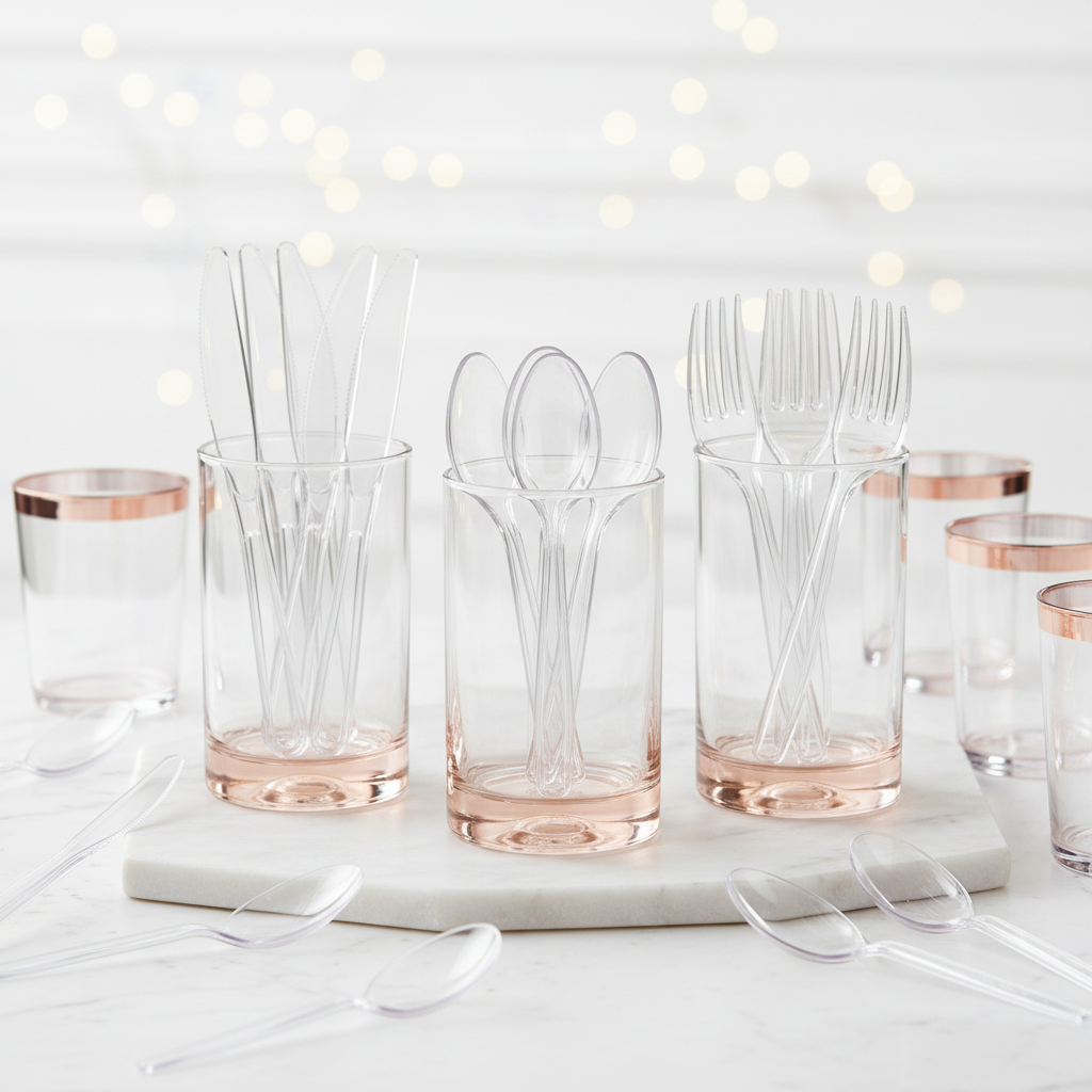 Elegant Clear Cutlery Set Premium Image