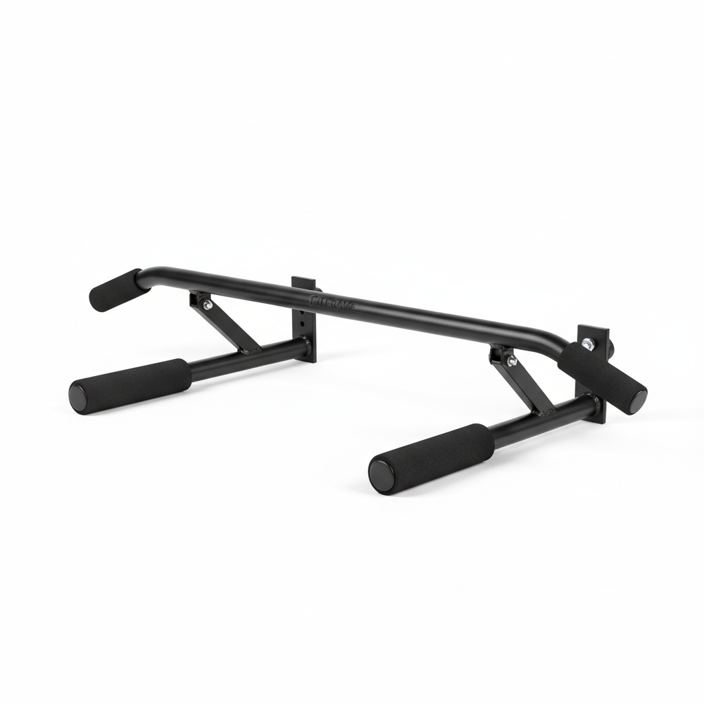 Doorframe pull-up bar black steel with foam grips