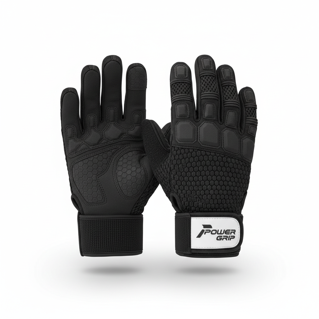 Gym workout gloves black padded palm with wrist support