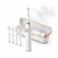 Smart electric toothbrush white rose gold with 4 brush heads and travel case