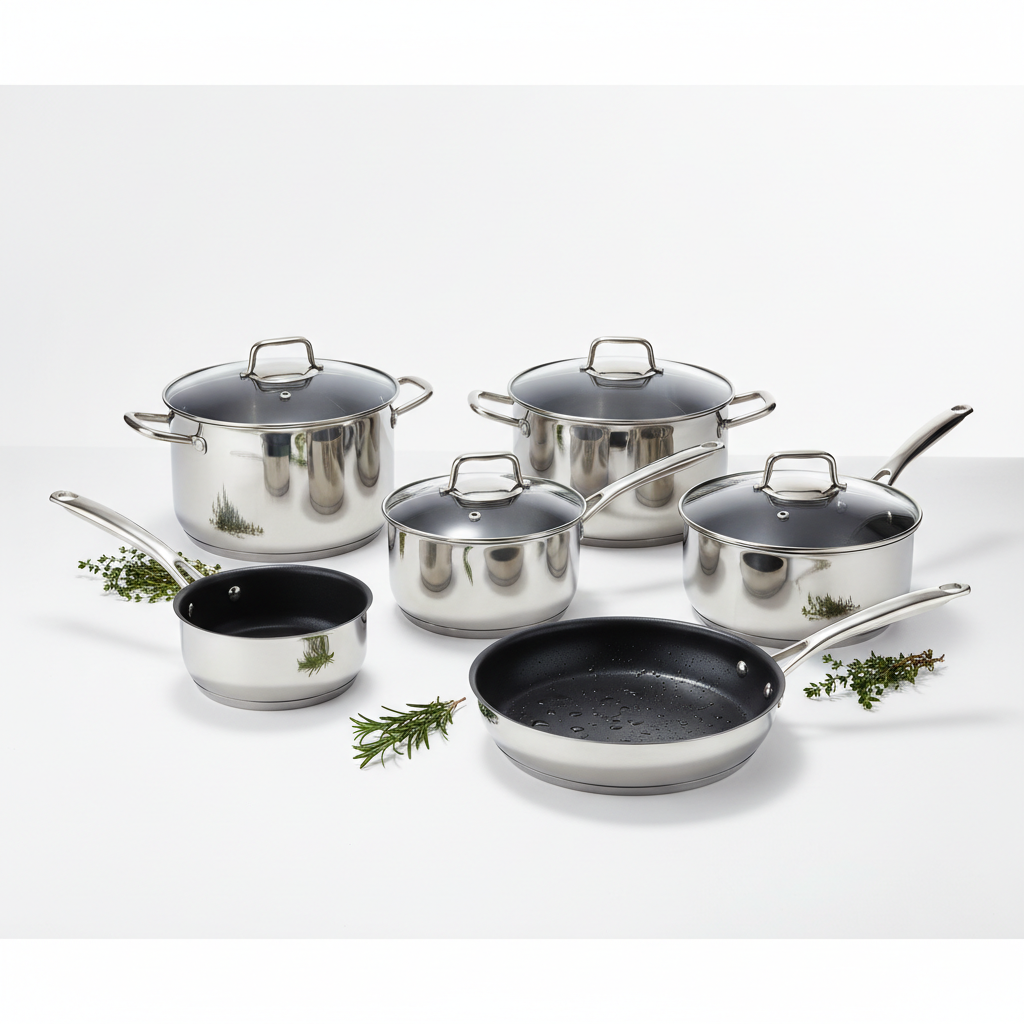 5-piece premium non-stick cookware set stainless steel
