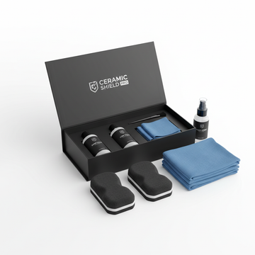 Car ceramic coating kit with applicator pads and microfiber cloths