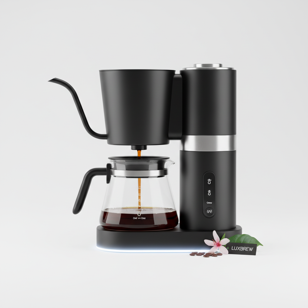 Electric pour-over coffee maker matte black with glass carafe