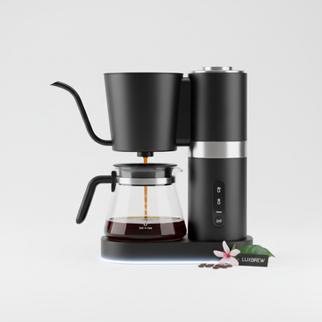 Electric pour-over coffee maker matte black with glass carafe