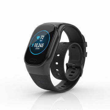 Smart fitness tracker watch black AMOLED display