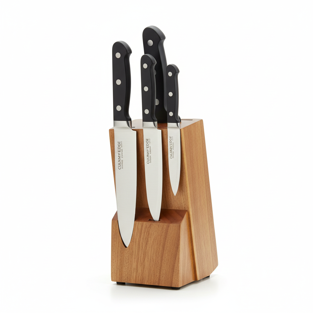 6-piece professional kitchen knife set with wooden block